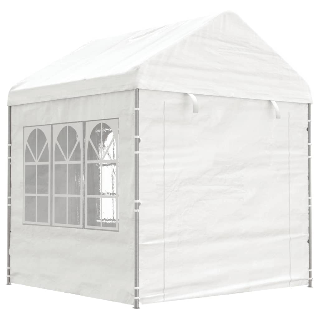 VidaXL Prieel met dak 15,61x2,28x2,69m polyetheen wit