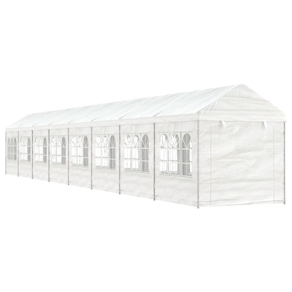 VidaXL Prieel met dak 17,84x2,28x2,69m polyetheen wit