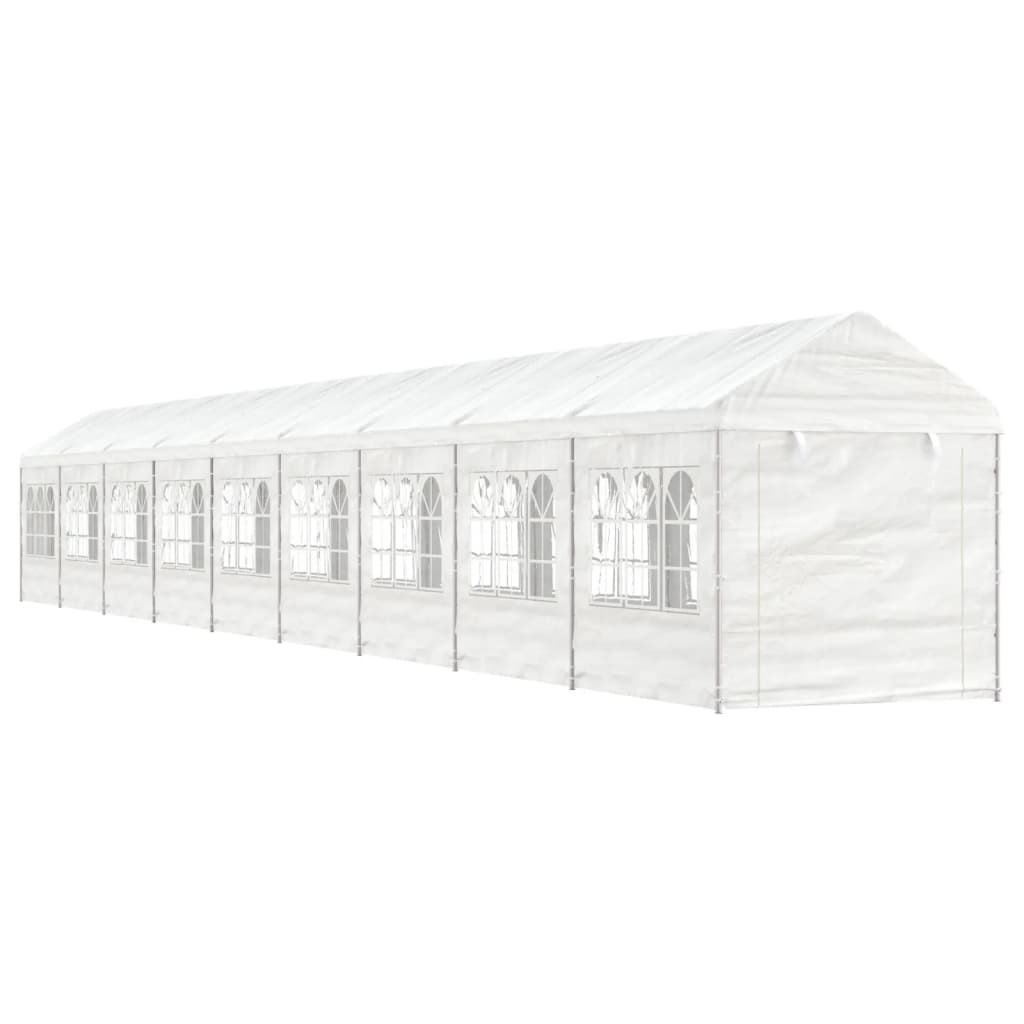 VidaXL Prieel met dak 20,07x2,28x2,69m polyetheen wit