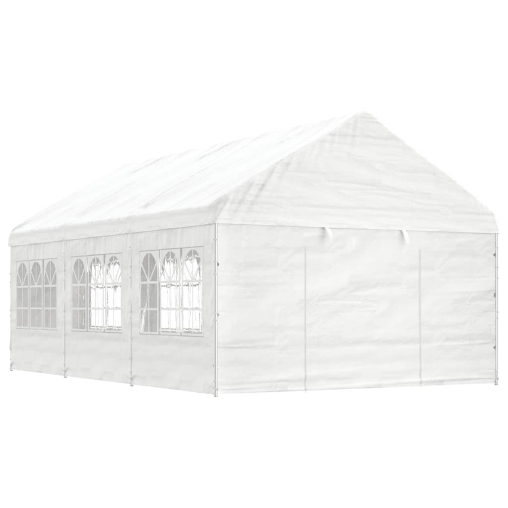 VidaXL Prieel met dak 6,69x4,08x3,22m polyetheen wit