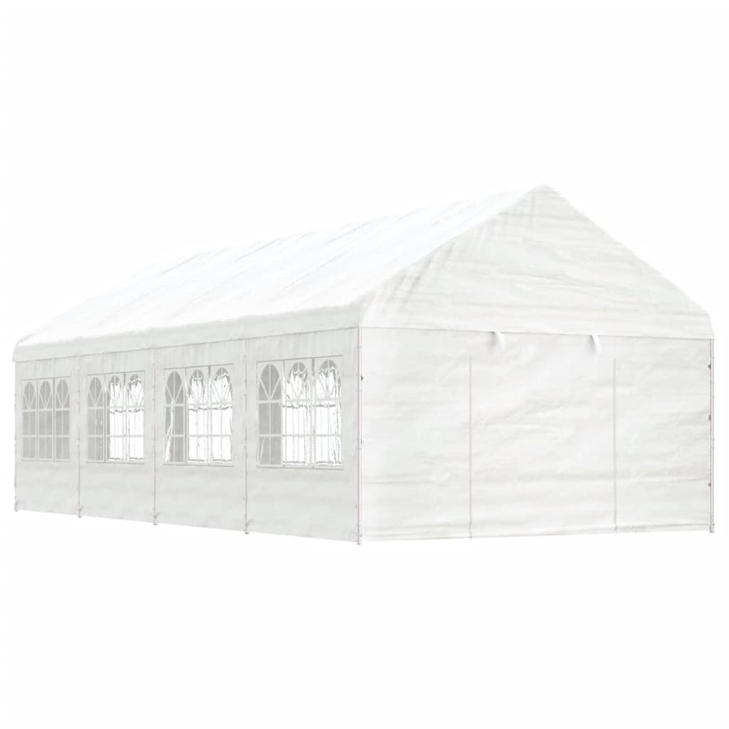 VidaXL Prieel met dak 8,92x4,08x3,22m polyetheen wit