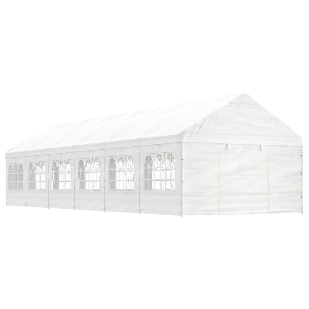 VidaXL Prieel met dak 13,38x4,08x3,22m polyetheen wit