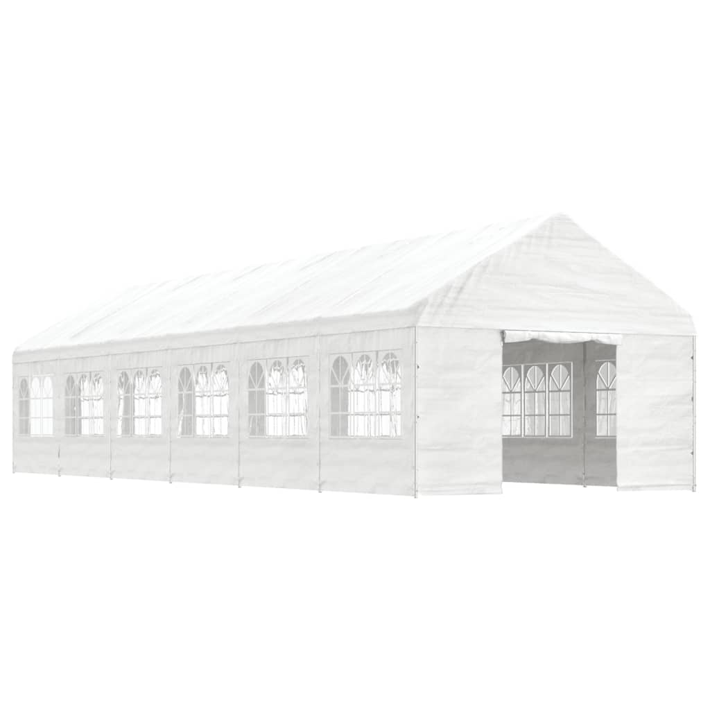 VidaXL Prieel met dak 13,38x4,08x3,22m polyetheen wit