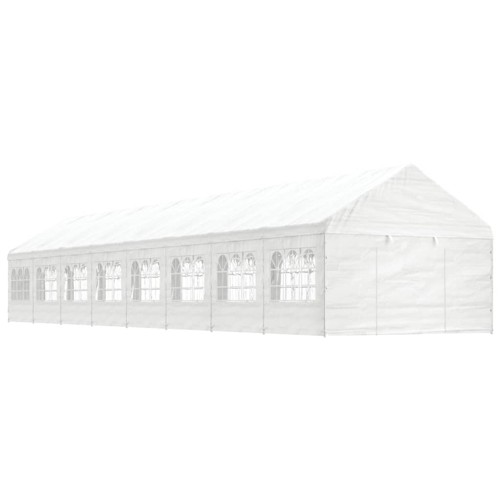 VidaXL Prieel met dak 17,84x4,08x3,22m polyetheen wit