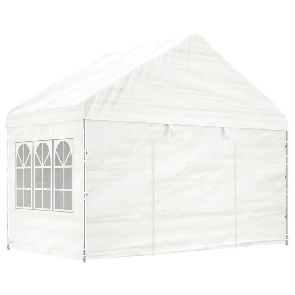 VidaXL Prieel met dak 17,84x4,08x3,22m polyetheen wit