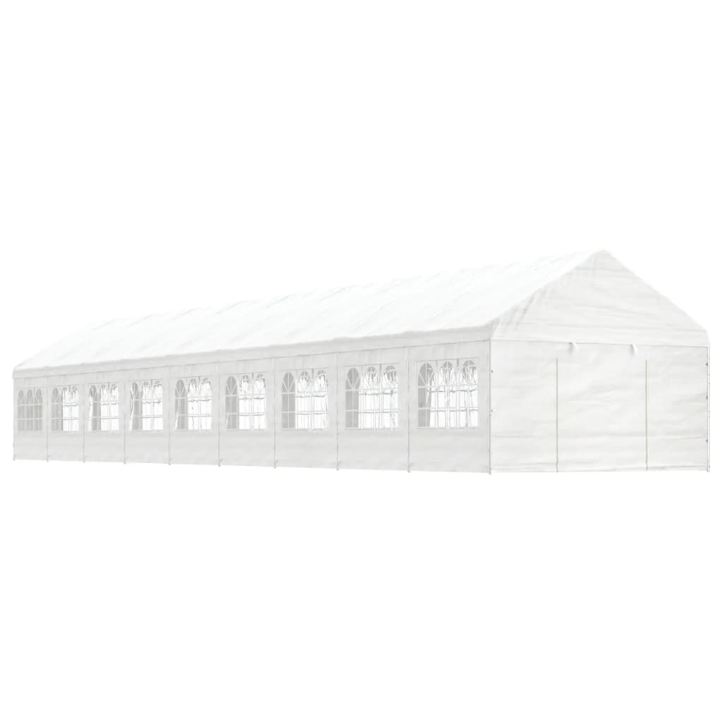 VidaXL Prieel met dak 20,07x4,08x3,22m polyetheen wit