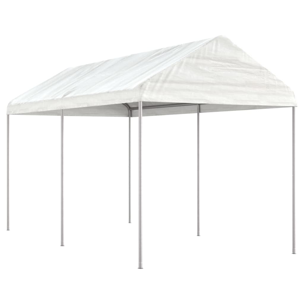VidaXL Prieel met dak 4,46x2,28x2,69m polyetheen wit