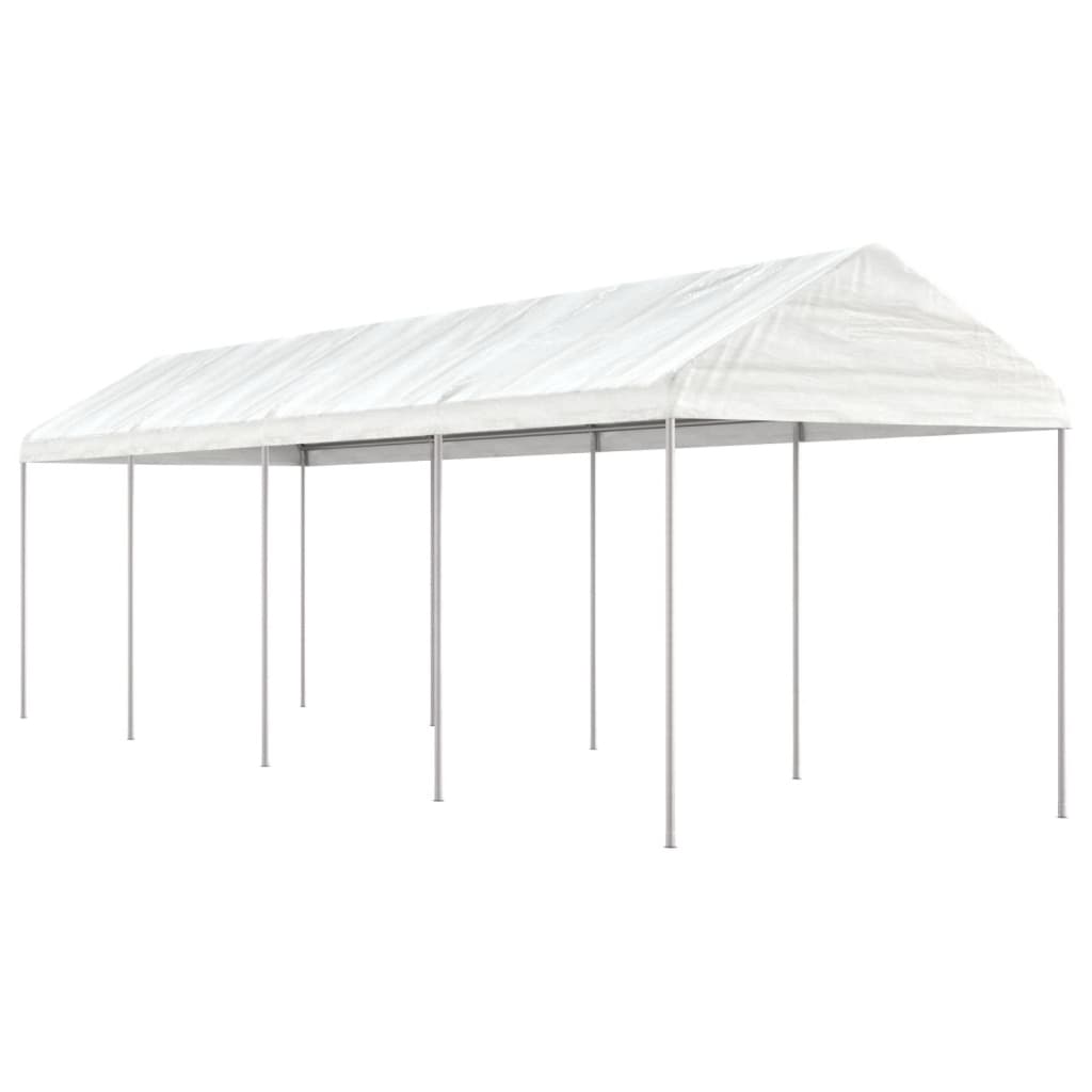 VidaXL Prieel met dak 8,92x2,28x2,69m polyetheen wit