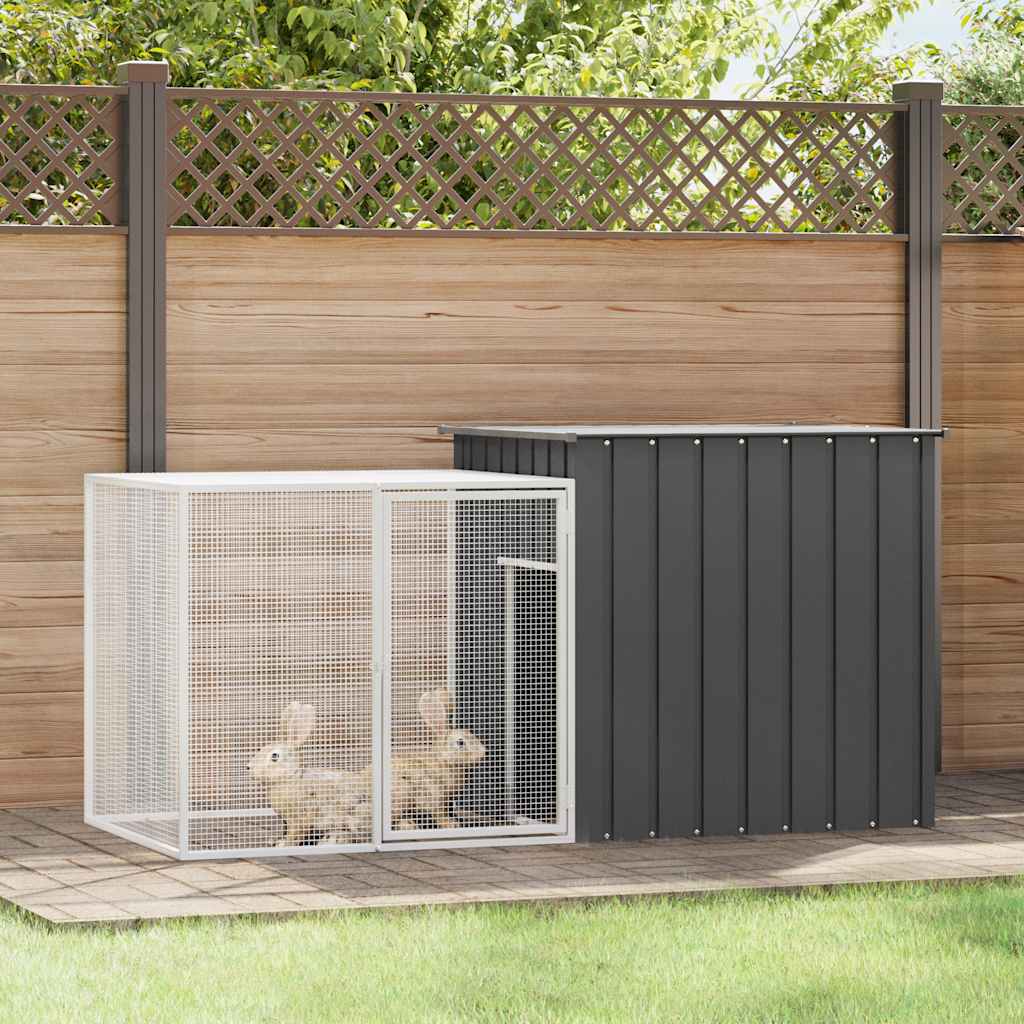 Vidaxl konijnenhok 200x91x100 cm gegalvaniseerd staal antracietkleurig