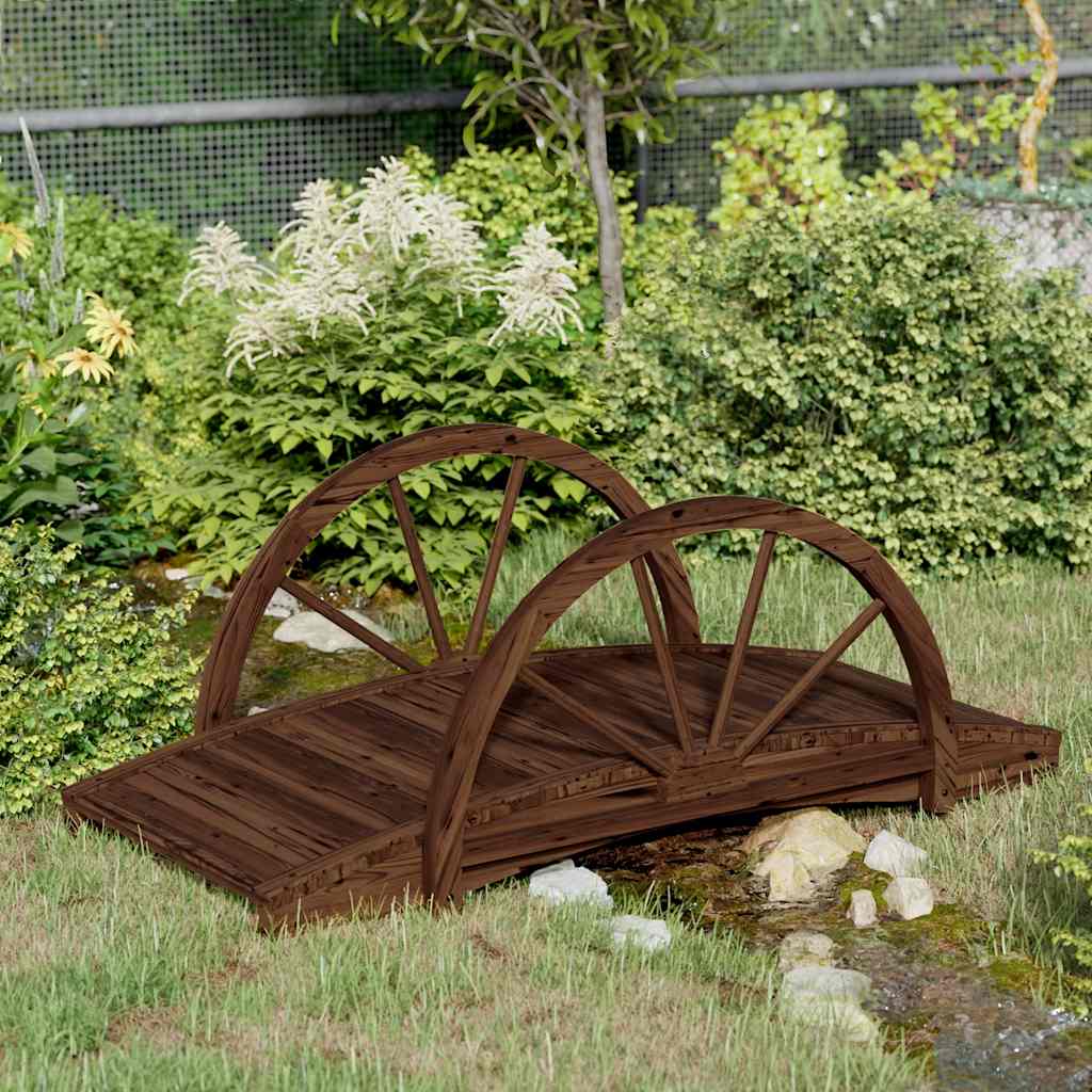 Vidaxl tuinbrug met half wiel 99x50x38 cm massief vuurhout