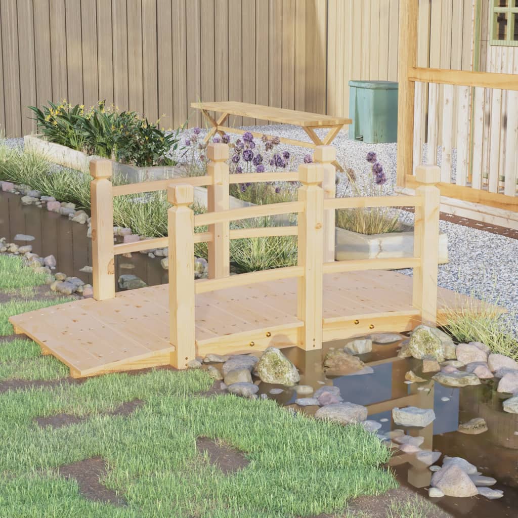 Vidaxl tuinbrug met leuningen 150x67x56 cm massief vuurhout