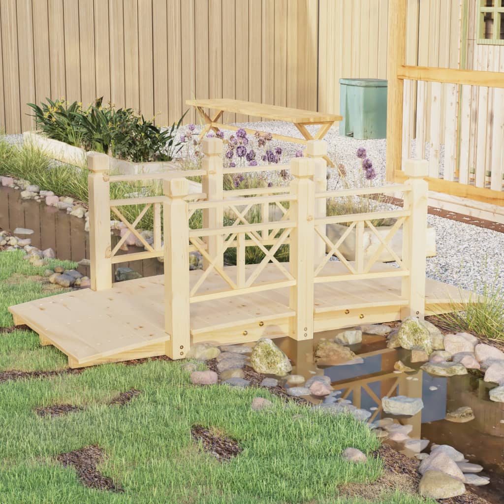 Vidaxl tuinbrug met leuningen 150x67x56 cm massief vuurhout