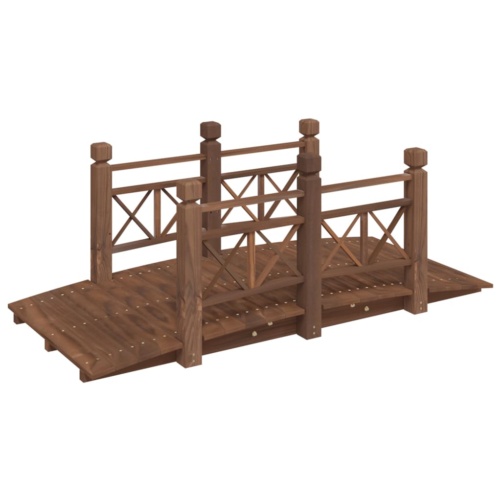 Vidaxl tuinbrug met leuningen 150x67x56 cm massief vuurhout