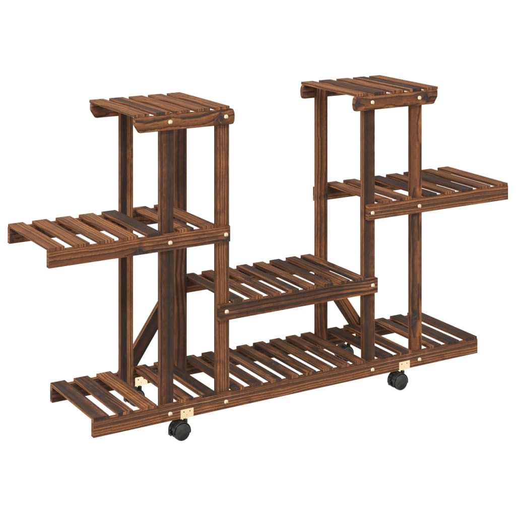 Vidaxl plantenstandaard met wielen 110x25x78 cm massief vuurhout