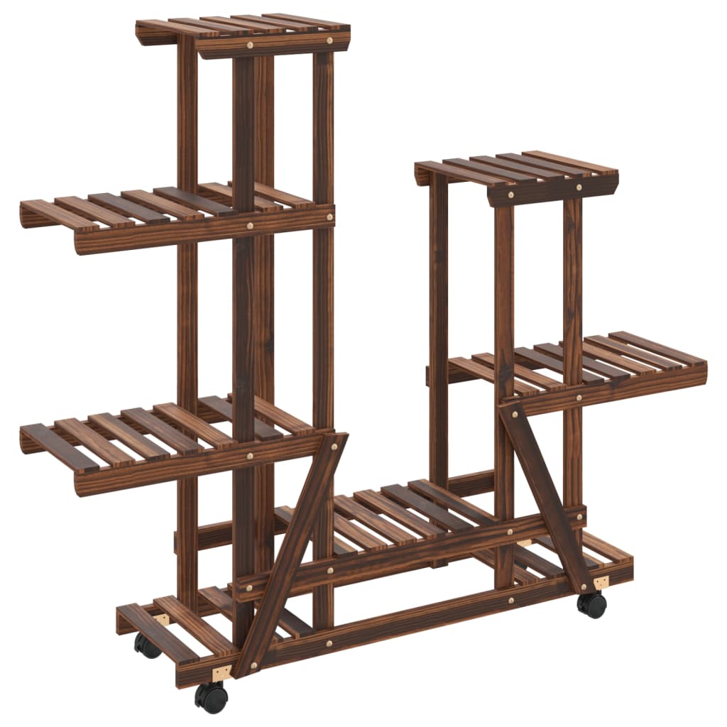 Vidaxl plantenstandaard met wielen 95x25x101 cm massief vuurhout