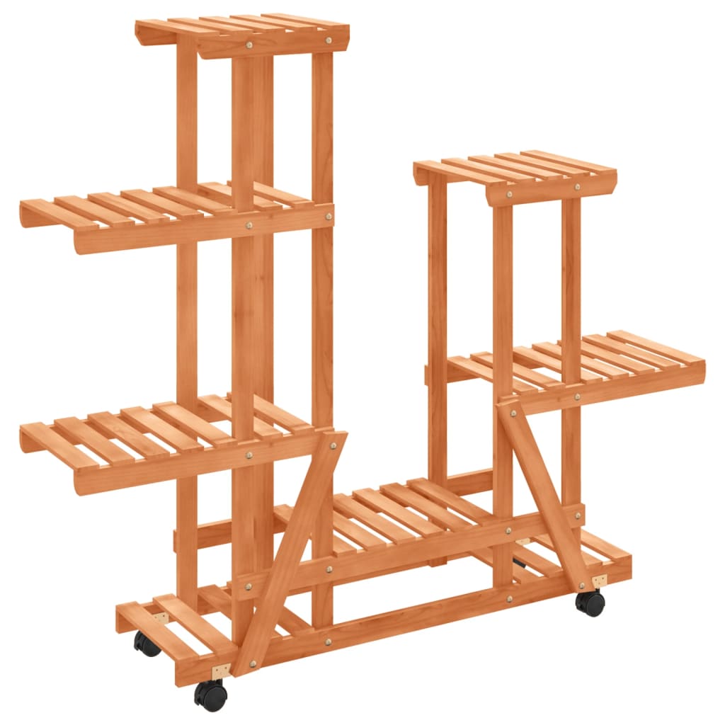 Vidaxl plantenstandaard met wielen 95x25x101 cm massief vuurhout