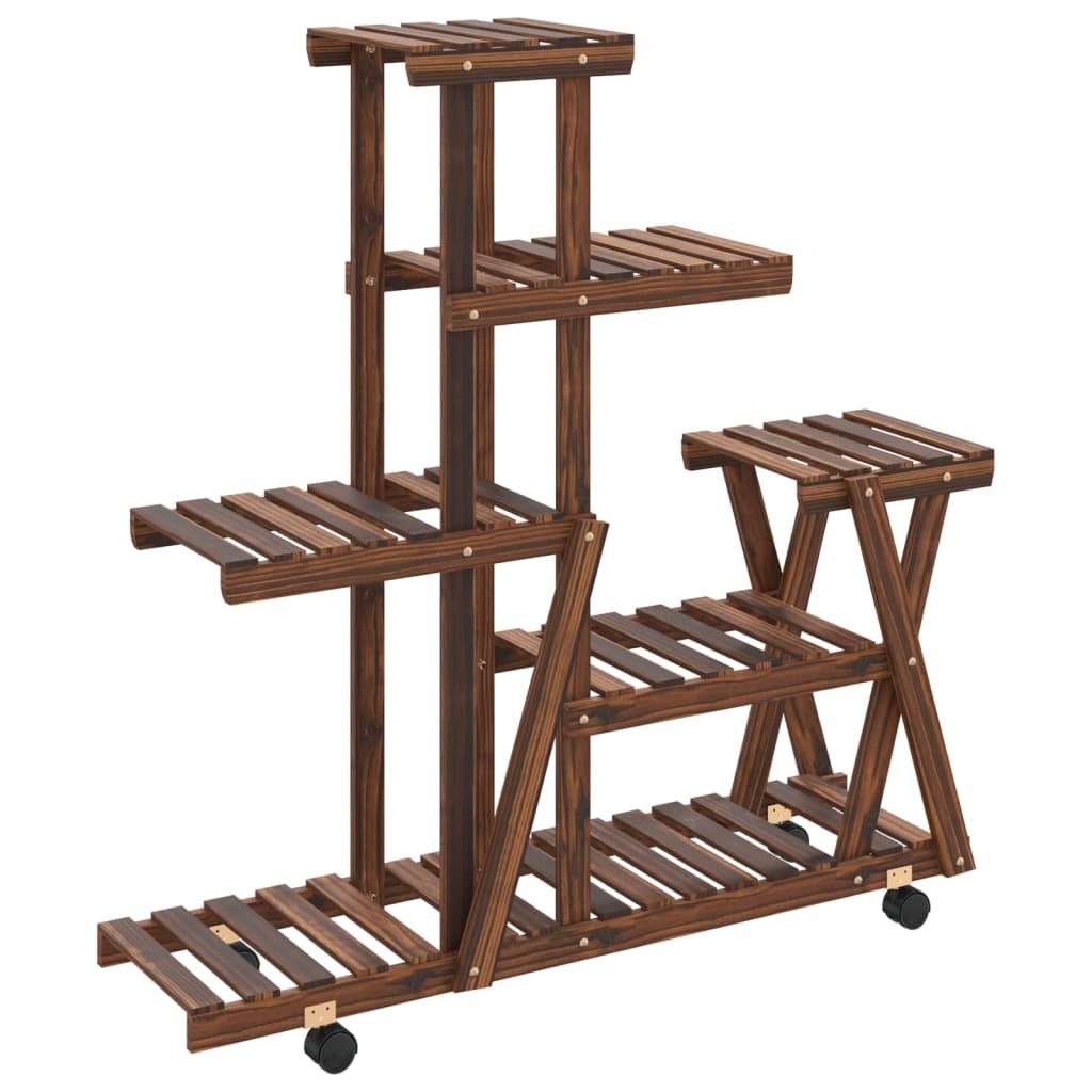 Vidaxl plantenstandaard met wielen 95x25x101 cm massief vuurhout