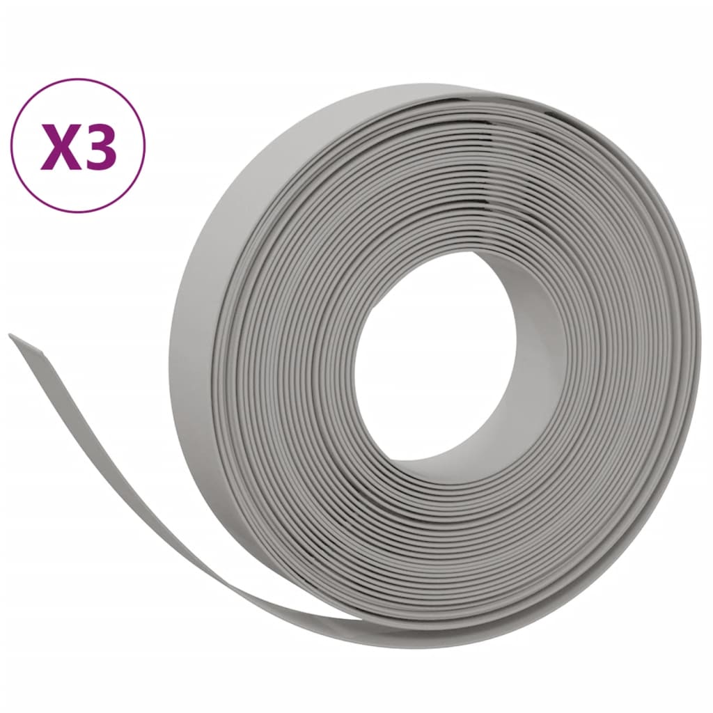 Vidaxl tuinranden 3 st 10 m 10 cm polyetheen grijs