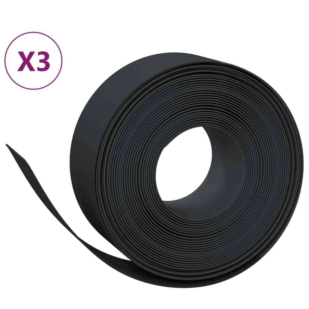 Vidaxl tuinranden 3 st 10 m 20 cm polyetheen zwart