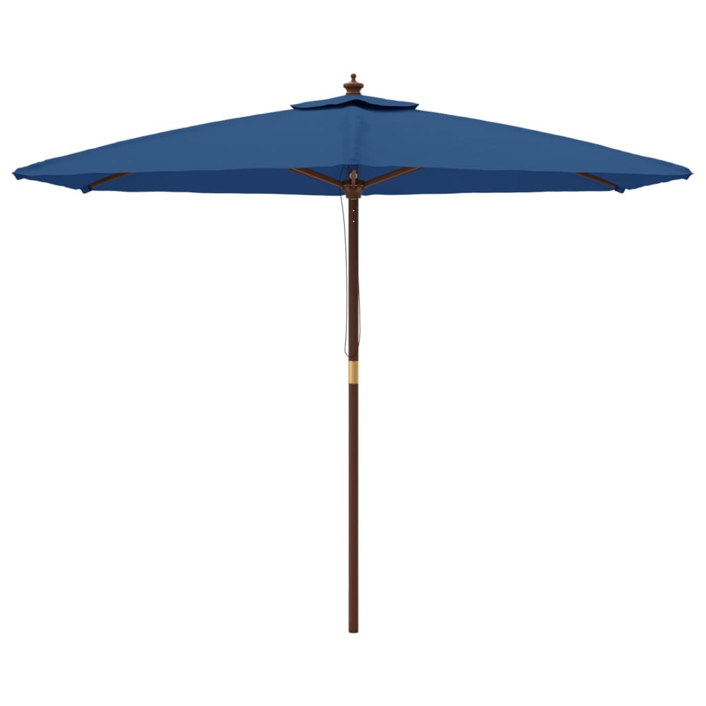 Vidaxl parasol met houten paal 299x240 cm azuurblauw