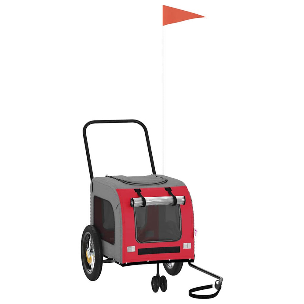 Vidaxl fietskar voor huisdieren rood en grijs 124,5 x 63,5 x 53 cm