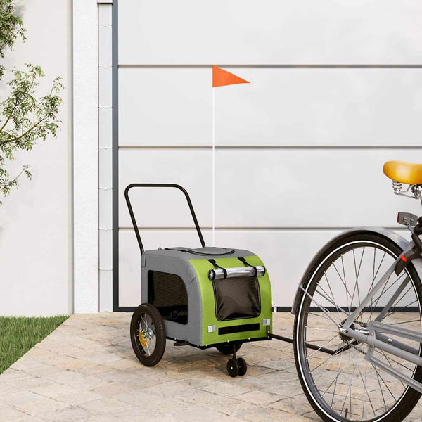 Vidaxl fietskar voor huisdieren groen en grijs 125 x 53 x 54 cm