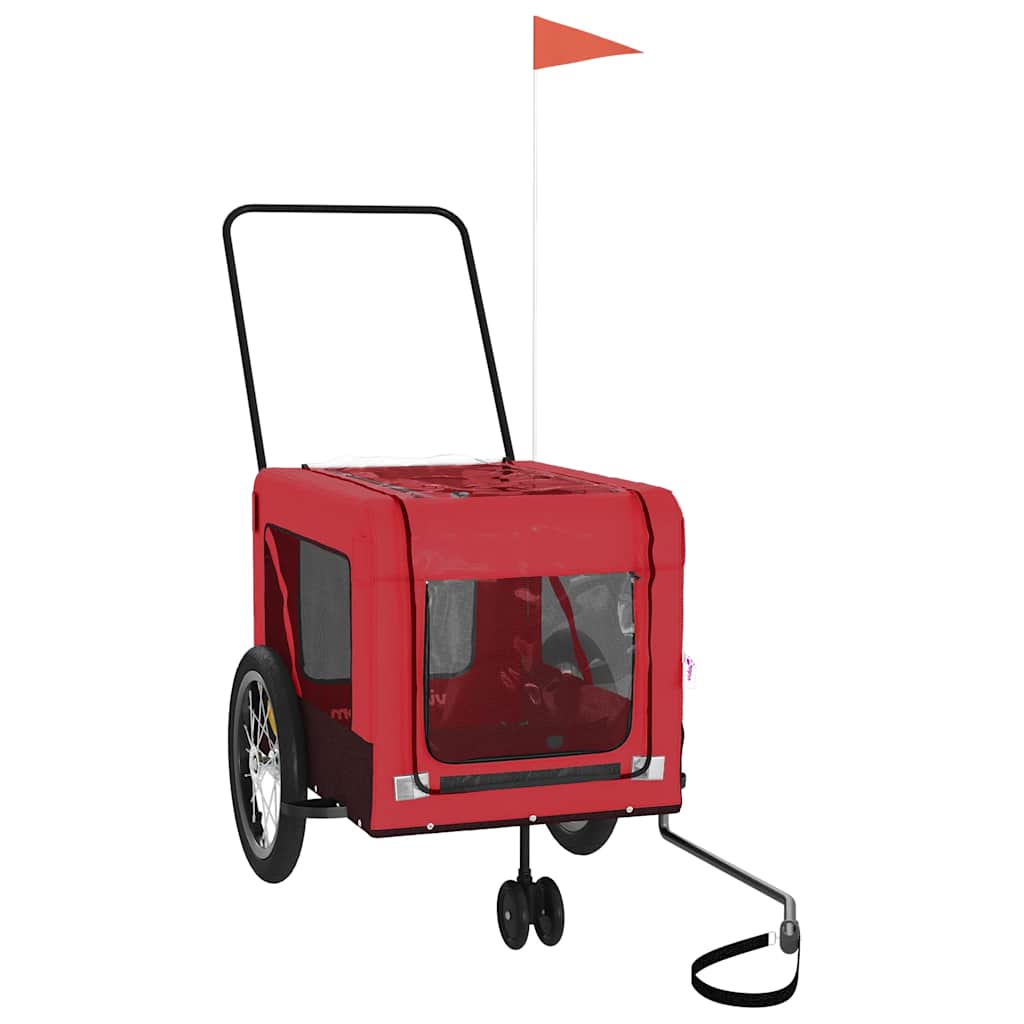 Vidaxl hondenfietstrailer oxford stof en ijzer rood en zwart