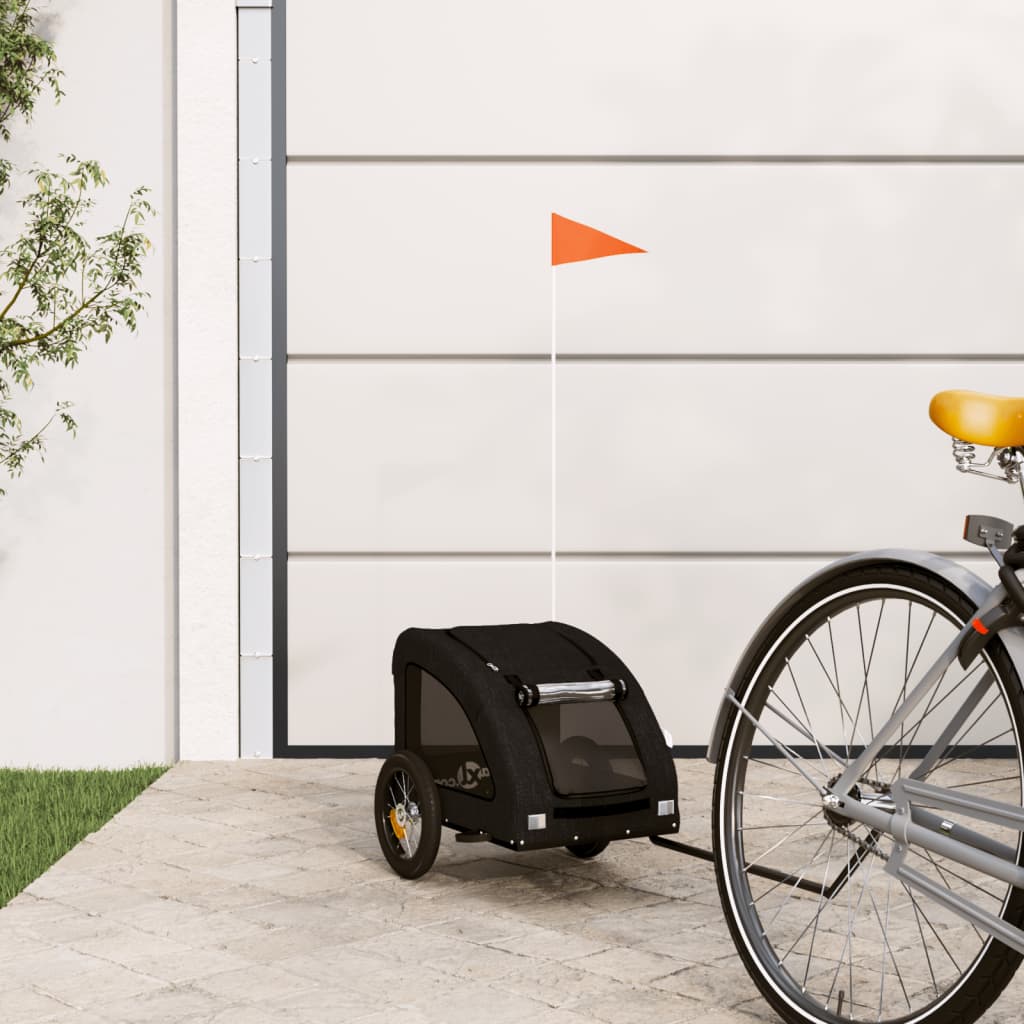 Vidaxl hondenfietstrailer oxford stof en ijzer zwart