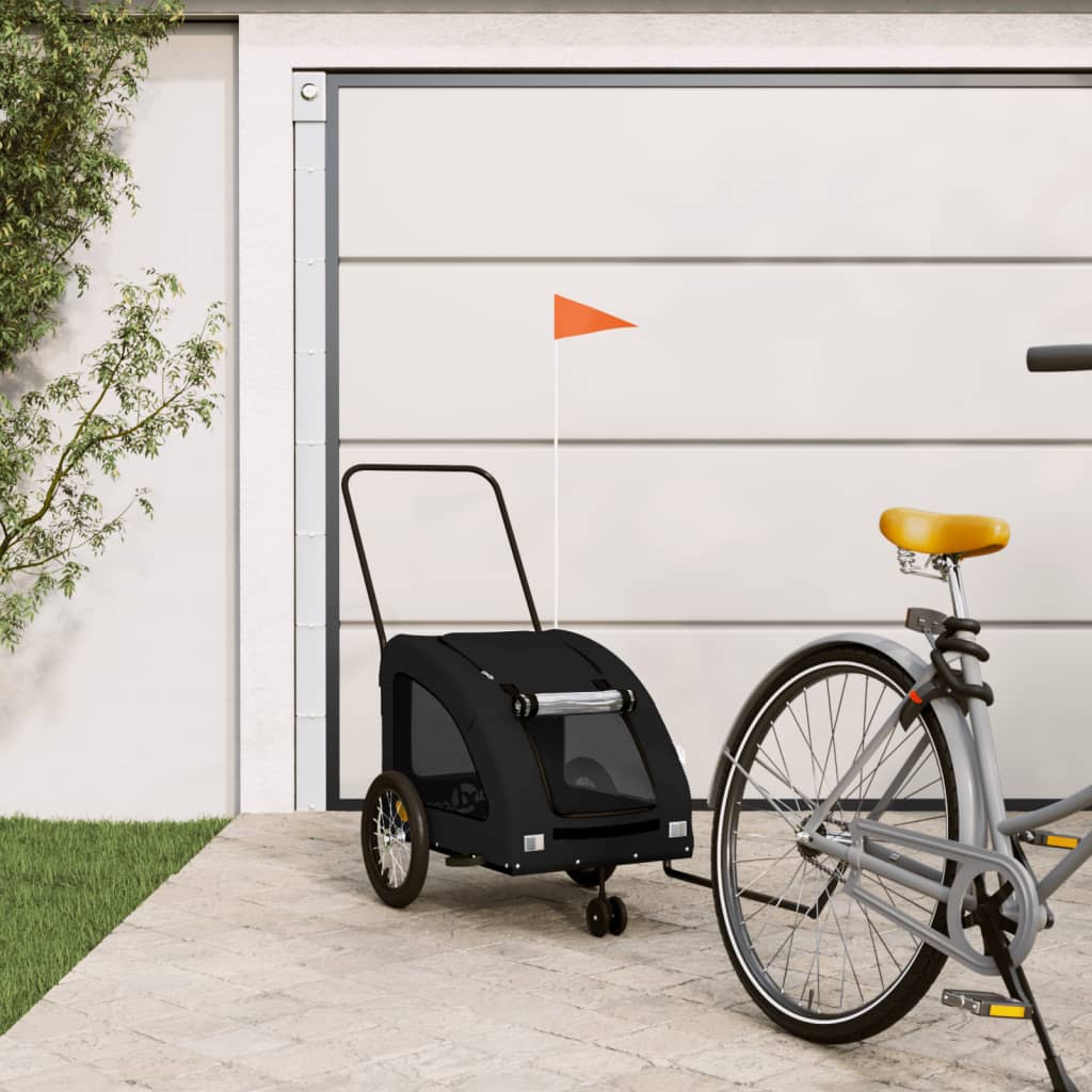 Vidaxl hondenfietstrailer oxford stof en ijzer zwart