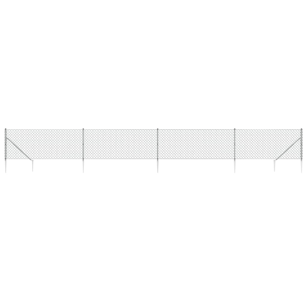Vidaxl gaashek met grondankers 0,8x10 m zilverkleurig