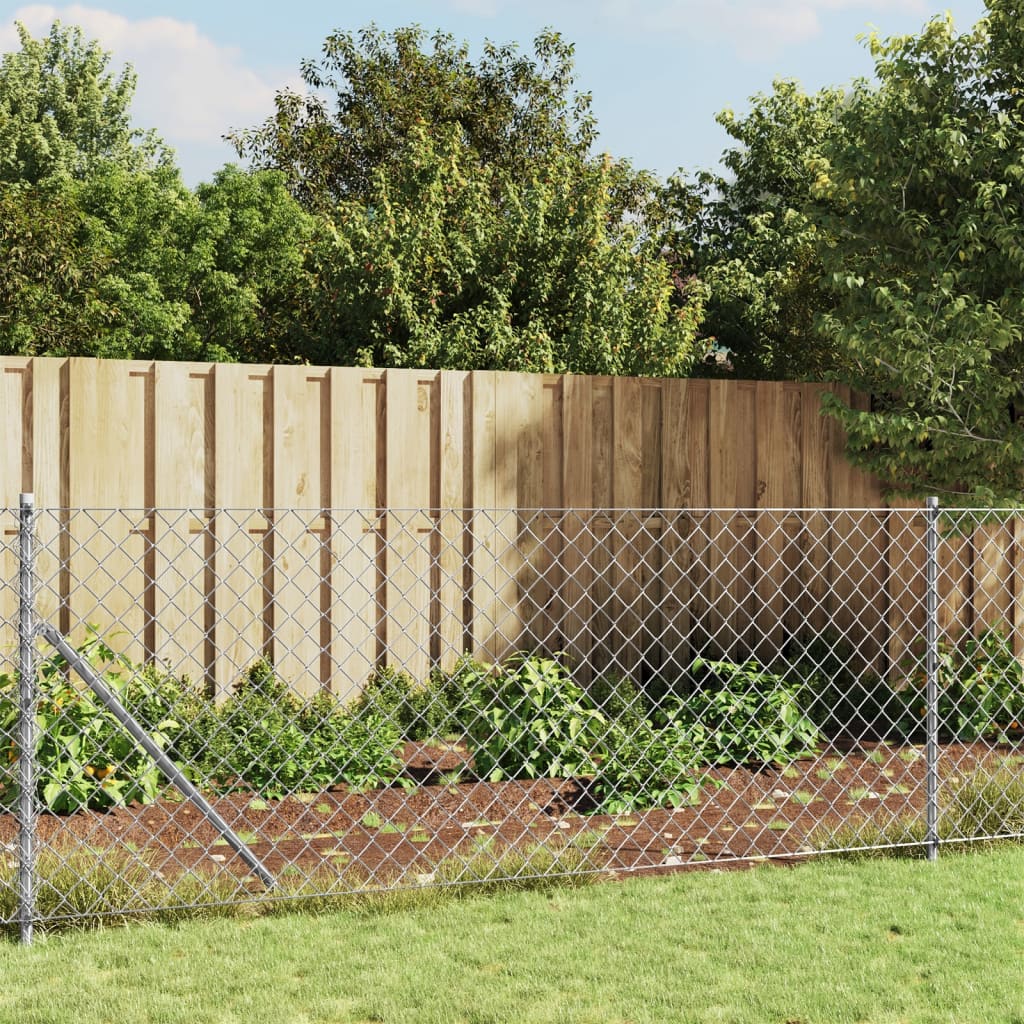 Vidaxl gaashek met grondankers 1x10 m zilverkleurig