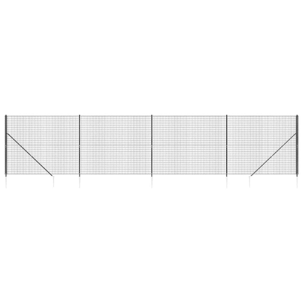 Vidaxl draadgaashek met grondankers 2x10 m antracietkleurig