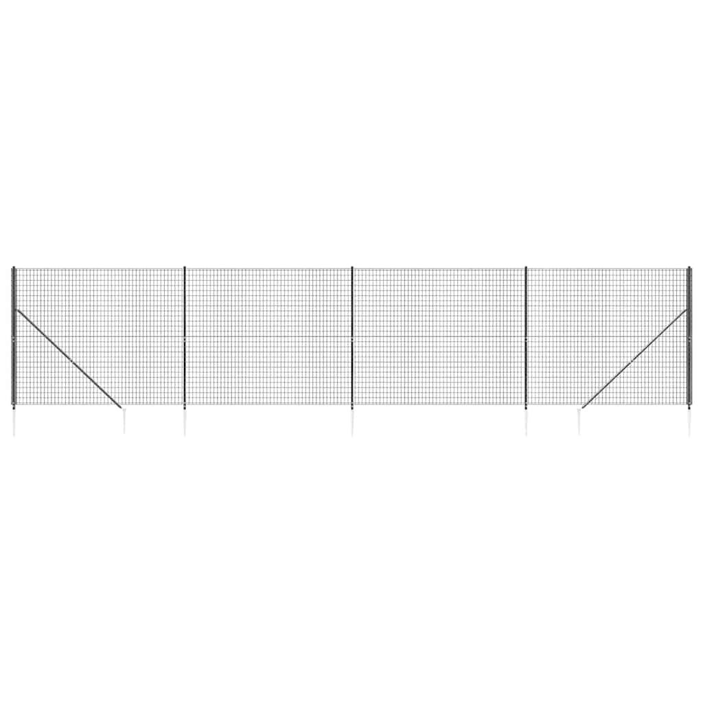 Vidaxl draadgaashek met grondankers 2,2x10 m antracietkleurig