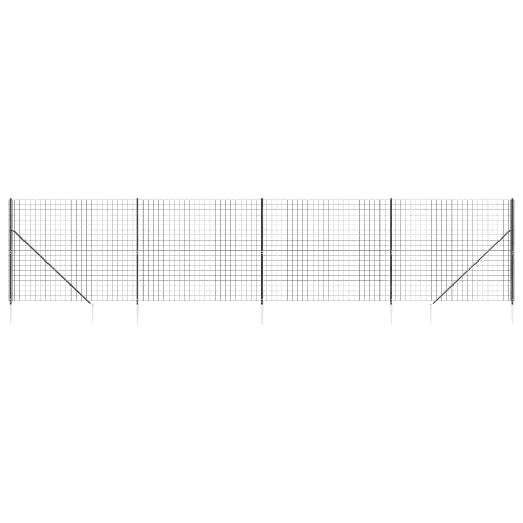 Vidaxl draadgaashek met grondankers 1,8x10 m antracietkleurig