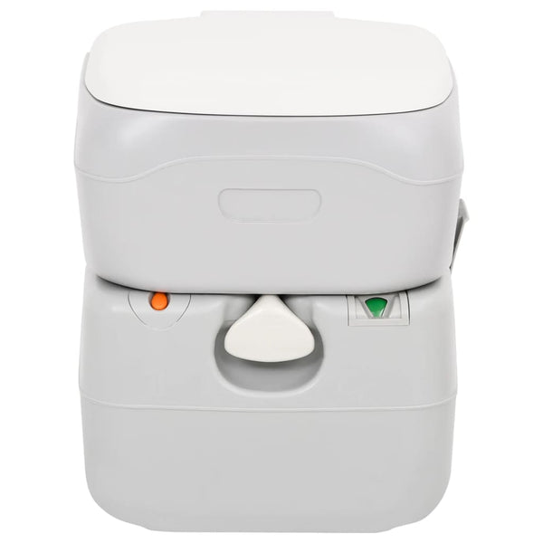 Vidaxl campingtoilet draagbaar 22+12 l hdpe grijs en wit
