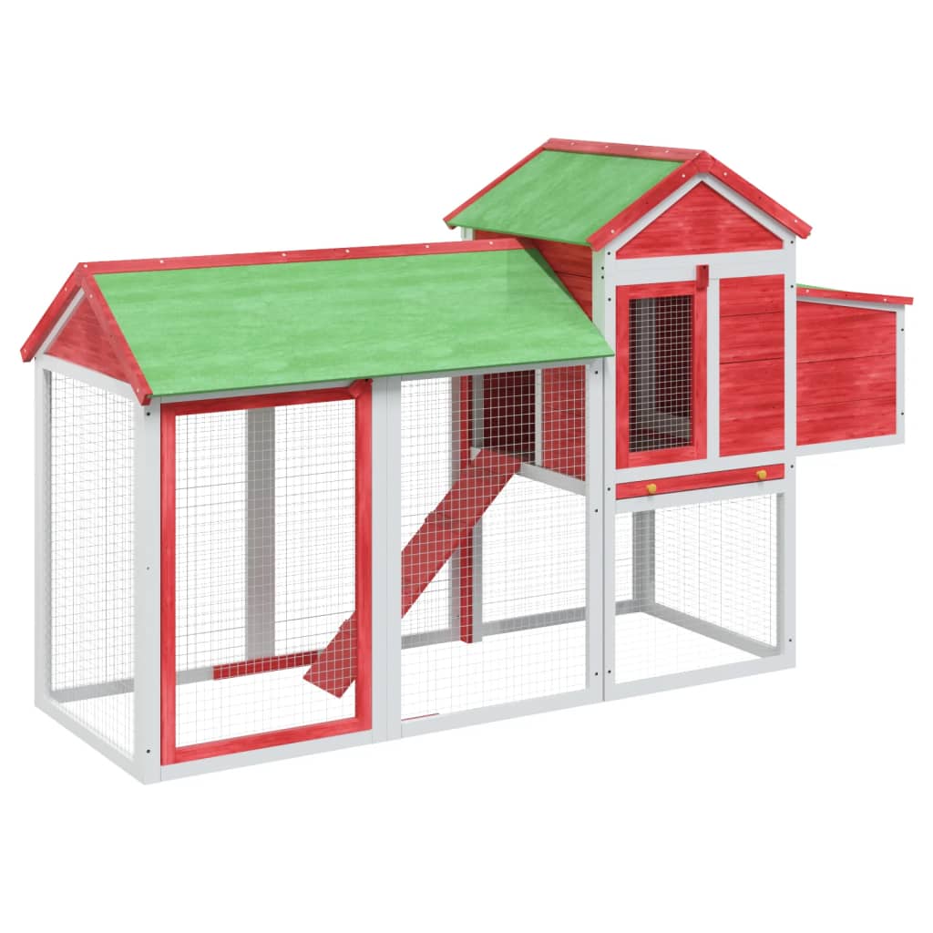 VidaXL Kippenhok 193x65x117 cm massief groenhout rood