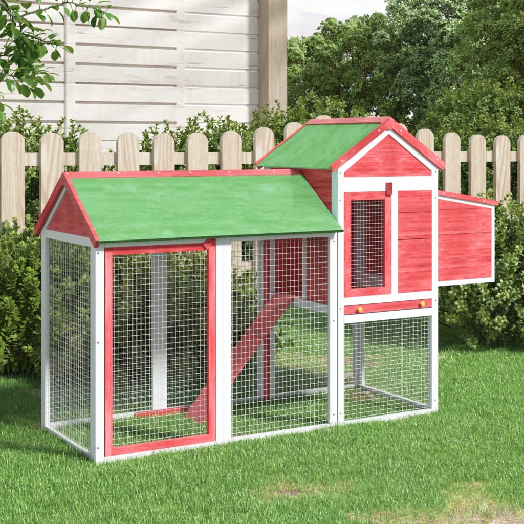 VidaXL Kippenhok 193x65x117 cm massief groenhout rood