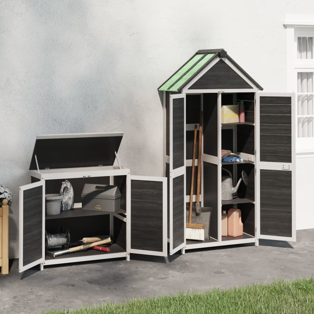 VidaXL 2-delige Tuinschuurset massief groenhout grijs