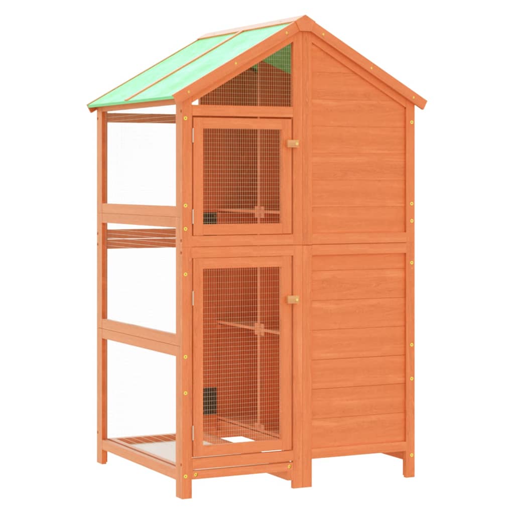 Vidaxl volière 97x81x152 cm massief groenhout bruin