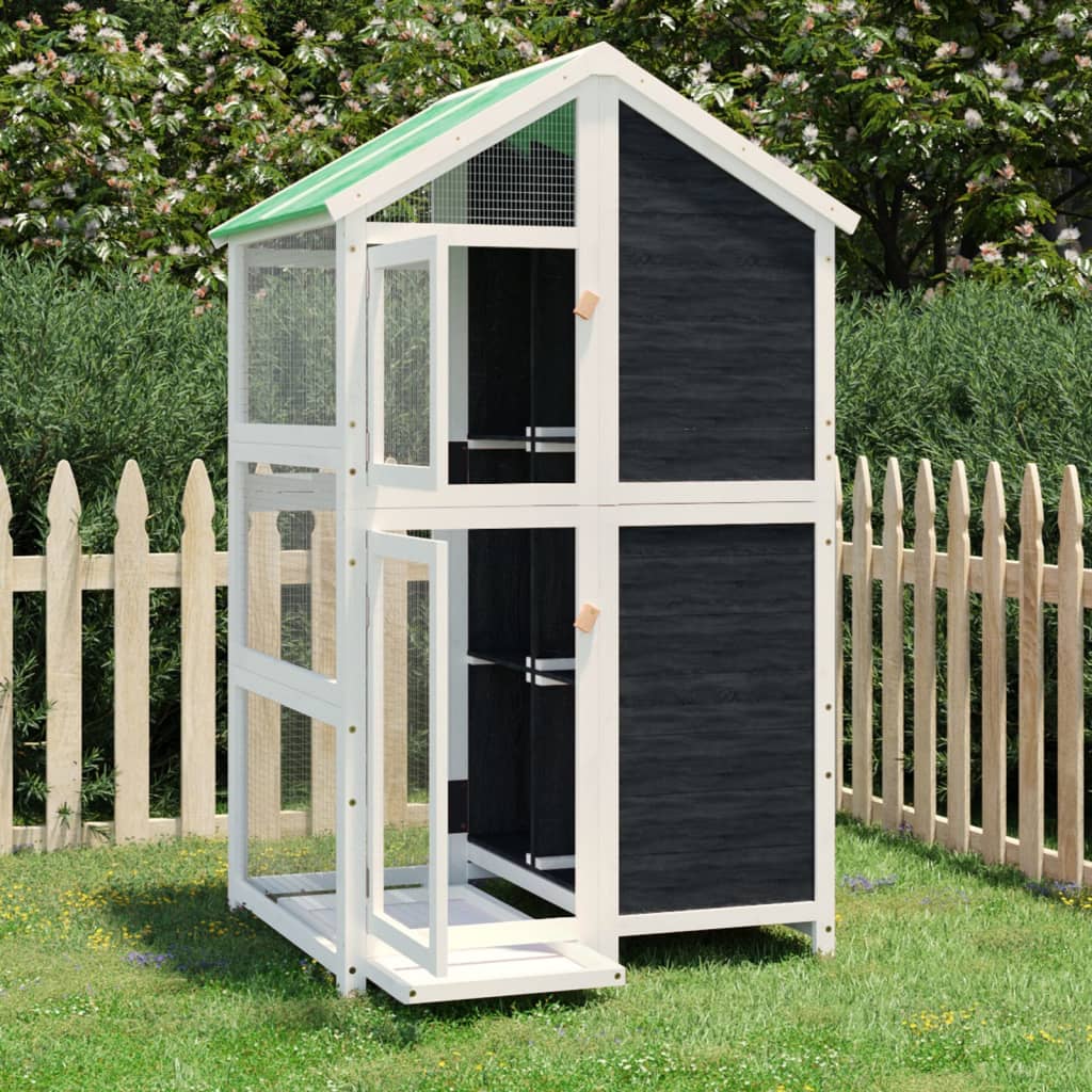 VidaXL Volière 97x81x152 cm massief groenenhout grijs