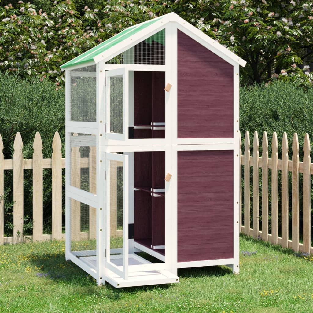 Vidaxl volière 97x81x152 cm massief groenhout mokkakleurig