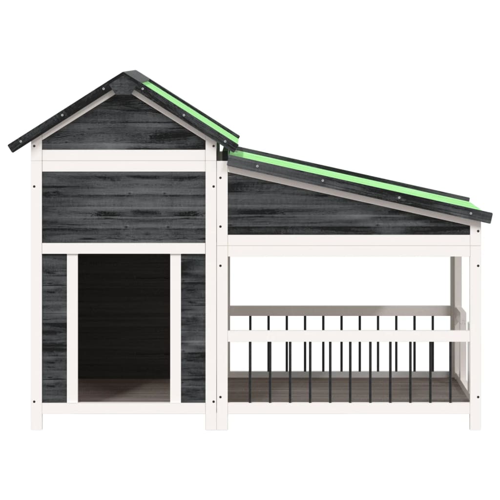 Vidaxl hondenhok 143x60,5x109 cm massief groenenhout grijs