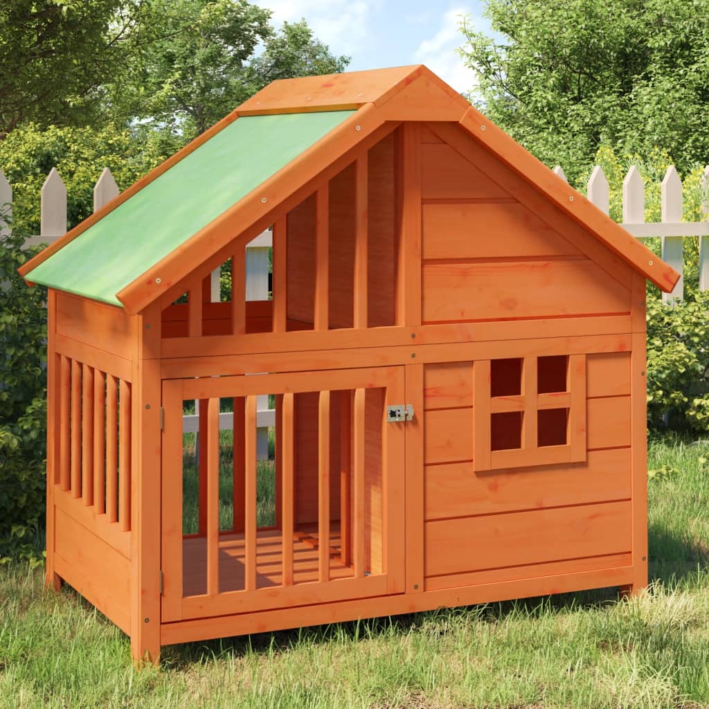 Vidaxl hondenhok 96x60,5x87 cm massief groenenhout bruin