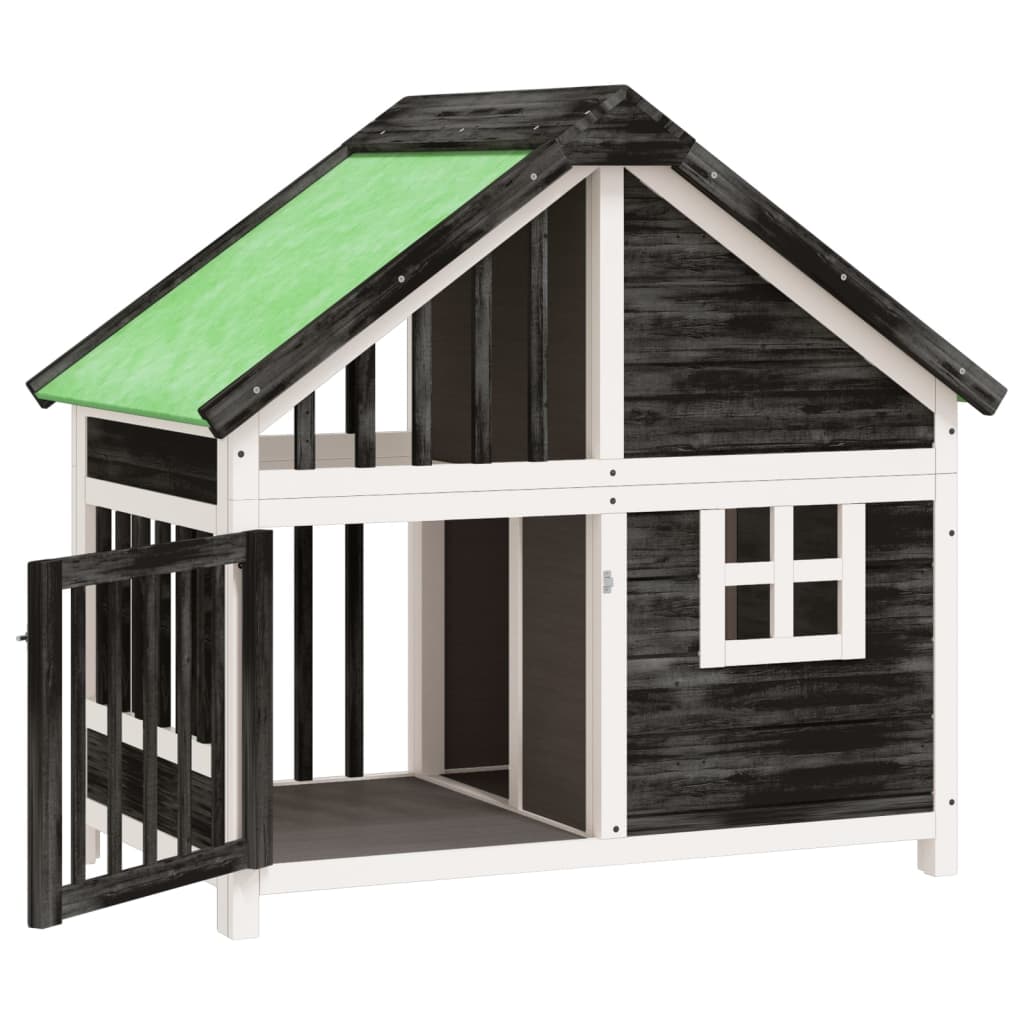 Vidaxl hondenhok 96x60,5x87 cm massief groenenhout grijs