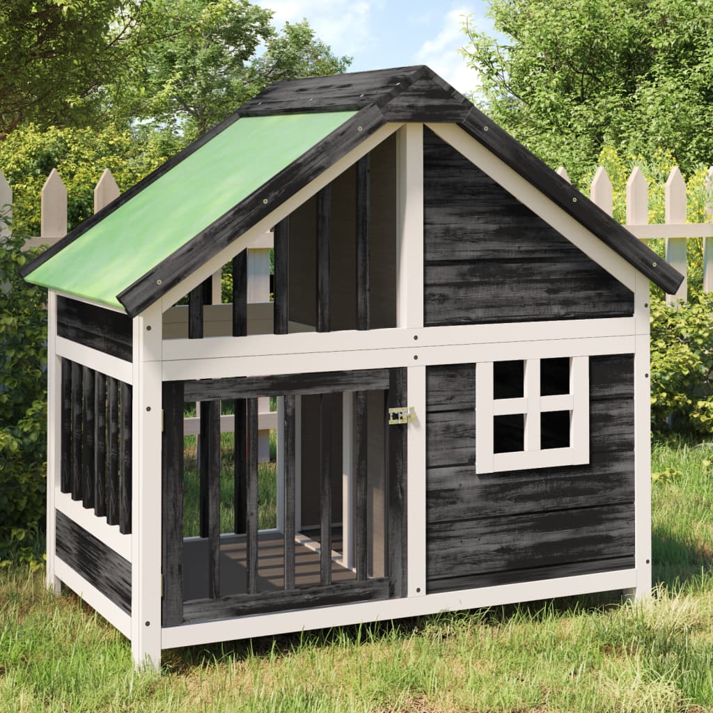 Vidaxl hondenhok 96x60,5x87 cm massief groenenhout grijs