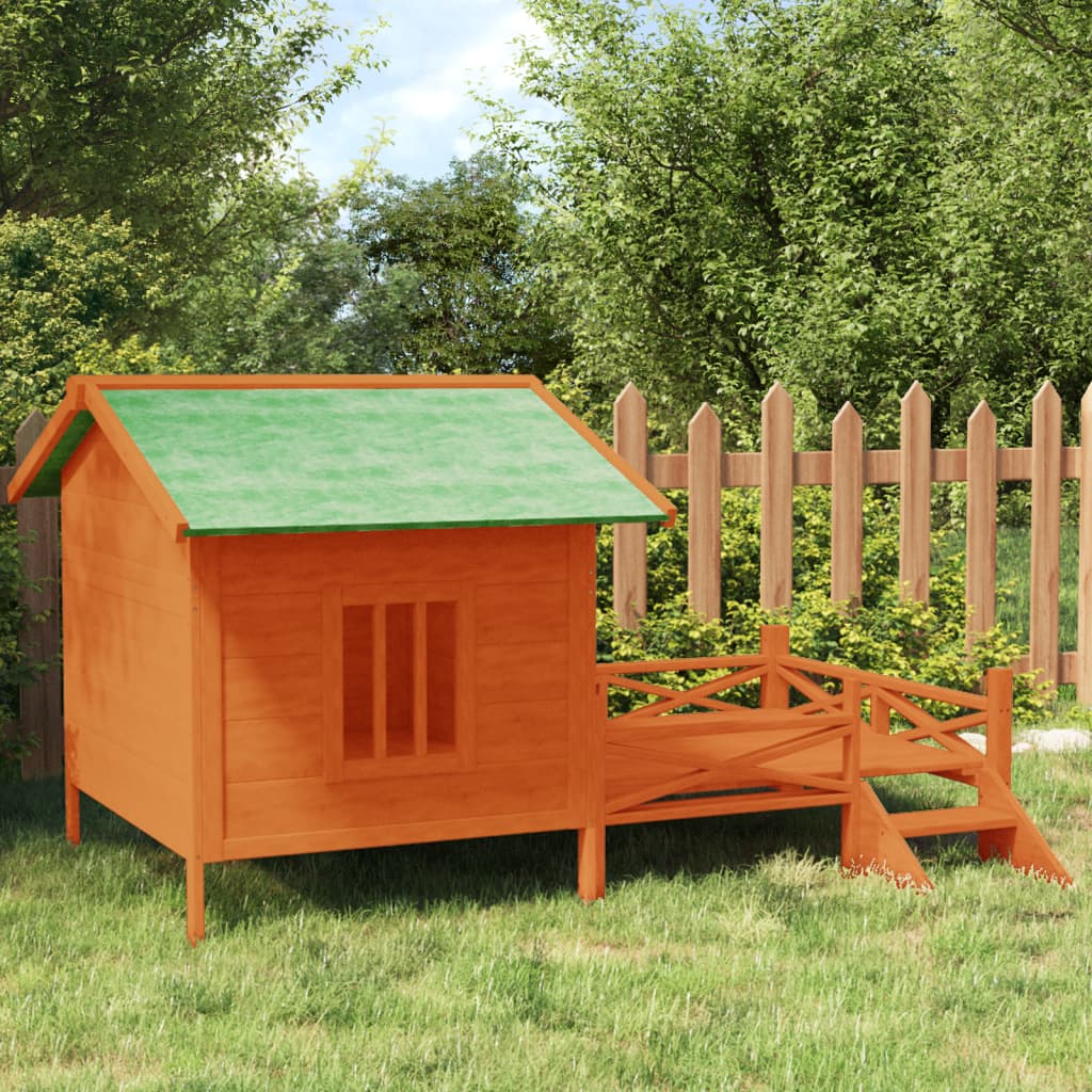Vidaxl hondenhok 159x120x88,5 cm massief groenhout bruin