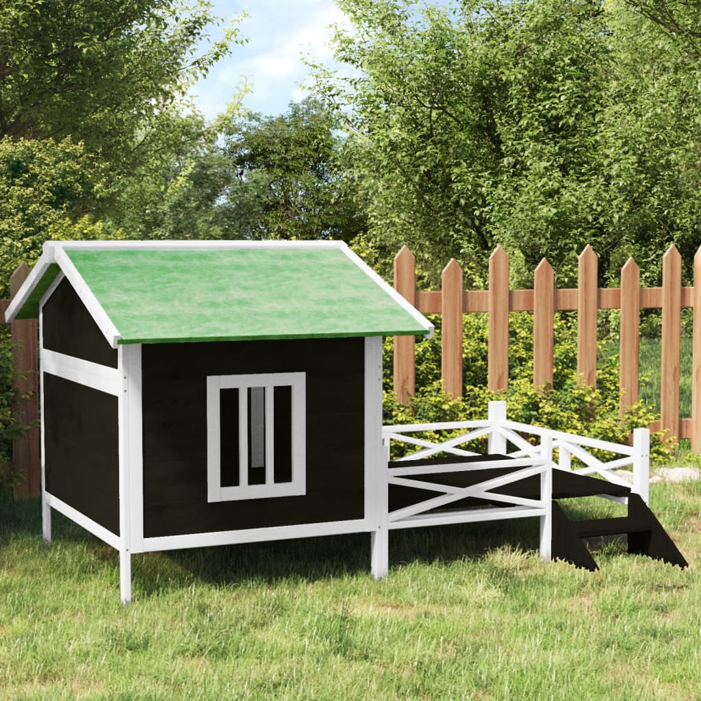Vidaxl hondenhok 159x120x88,5 cm massief groenenhout grijs