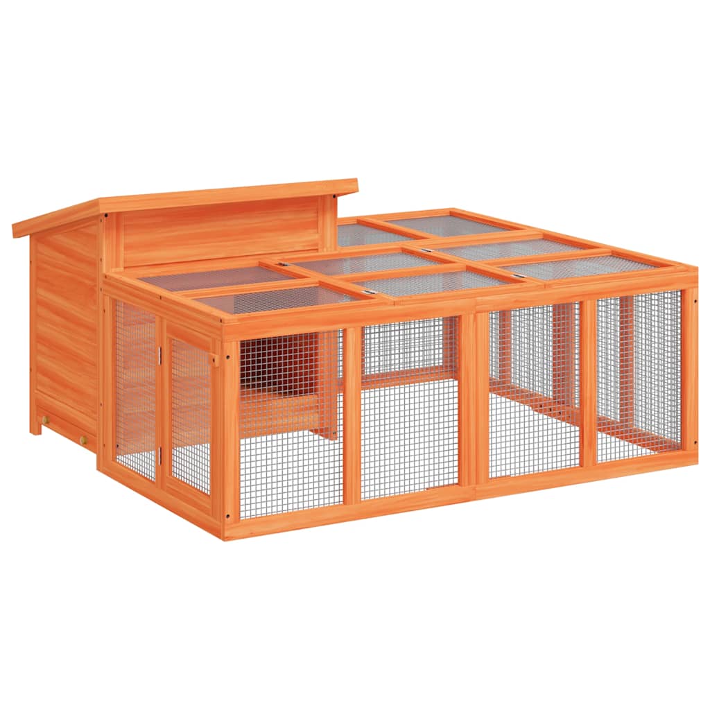 VidaXL Konijnenhok 144x123x67,5 cm massief groenenhout bruin