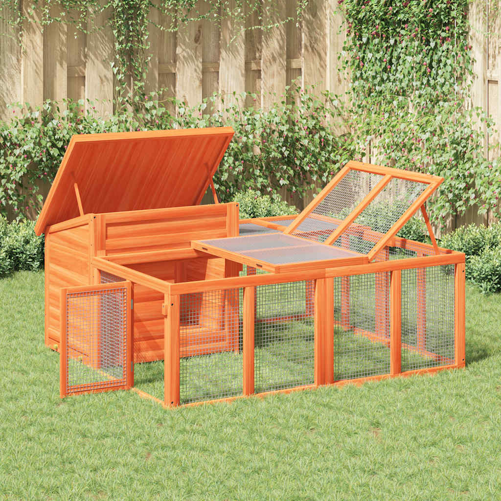 VidaXL Konijnenhok 144x123x67,5 cm massief groenenhout bruin