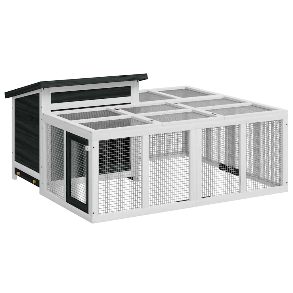 VidaXL Konijnenhok 144x123x67,5 cm massief groenenhout grijs
